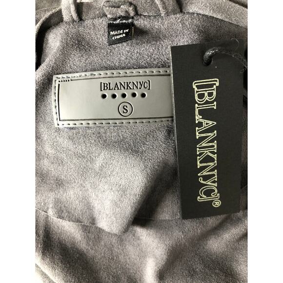 Blank NYC Drape Front Jacket Faux Suede Slouchy Zip Up Motorcycle Gray NWT Small - Picture 5 of 8